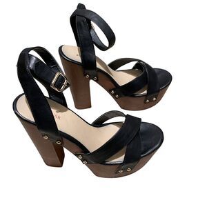 JustFab Farrah Comfortable Black Strappy Platform Heels Size 7